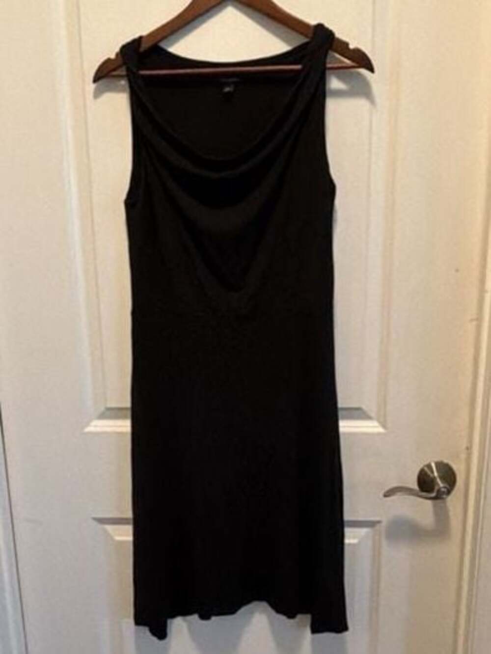 Ann Taylor Sleeveless Cowl Neck Black Midi Dress